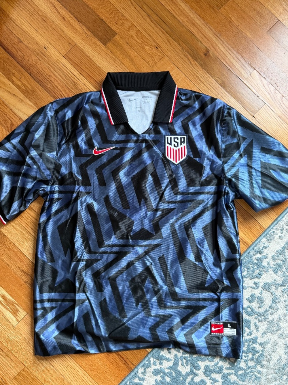 Nike USA Men's Soccer Jersey - Black & Blue with Red Accents